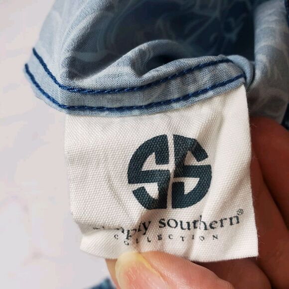 Simply Southern Shirt Mens L Blue Pineapple Hawaiian Short Sleeve Button Down - Picture 9 of 12